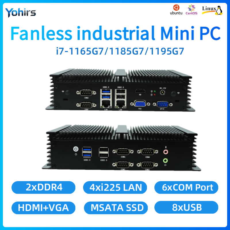 Fanless Industrial Pc Rs485 Core I7 - كمبيوتر مدمج بدون مروحة Intel Core