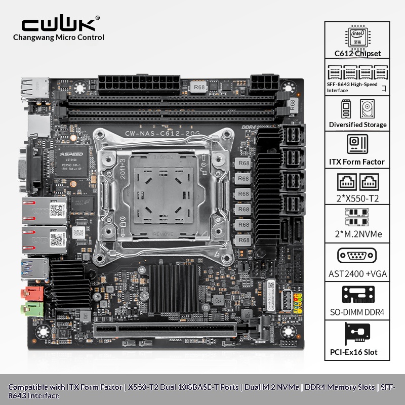 لوحة أم C612 LGA 2011-3 Xeon X - مراجعة Nas Motherboard 8 Sata Mini Itx وسعره
