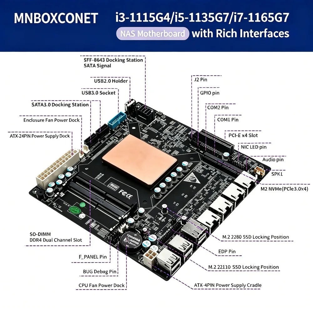 لوحة أم ITX NAS مع معالج Intel - مراجعة Nas Motherboard 8 Sata Mini Itx وسعره