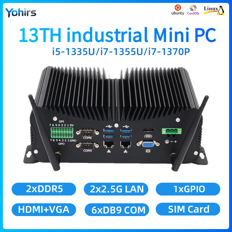 كمبيوتر صناعي صغير بدون مروحة  - مراجعة Fanless Industrial Pc Rs485 Core I7 وسعره