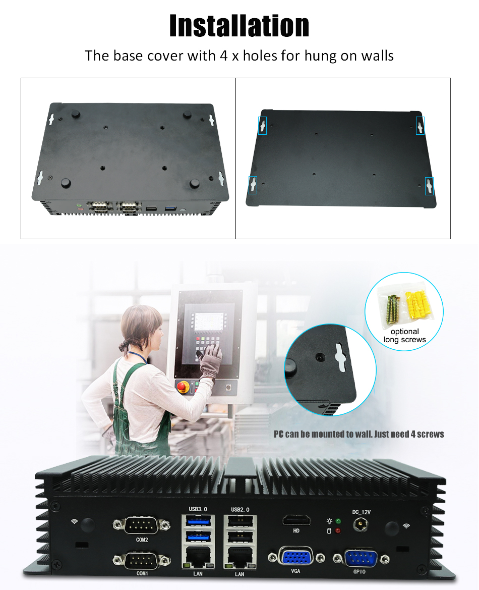 كمبيوتر مدمج بدون مروحة Intel  - مراجعة Fanless Industrial Pc Rs485 Core I7 وسعره