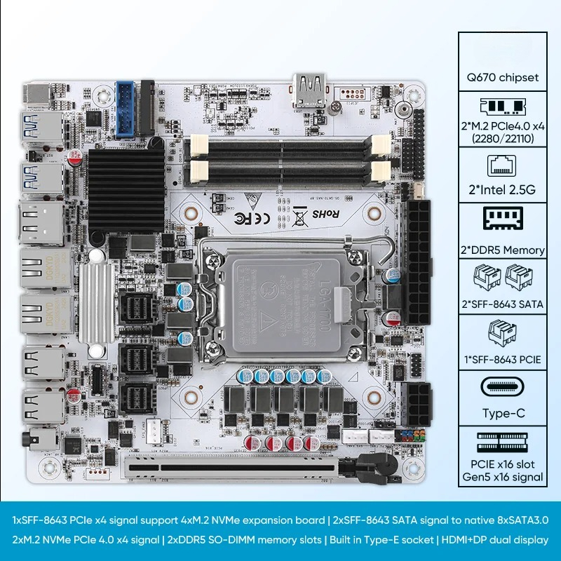 لوحة أم 12/13/14th Gen Nas Q67 - مراجعة Lga1700 Itx Motherboard Ddr5 وسعره