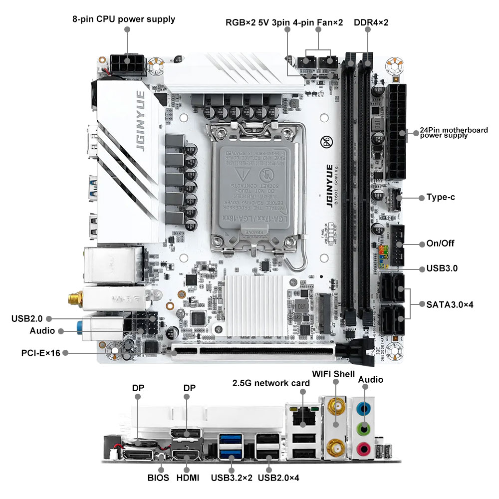لوحة أم JGINYUE B760 تدعم معال - مراجعة Lga1700 Itx Motherboard Ddr5 وسعره