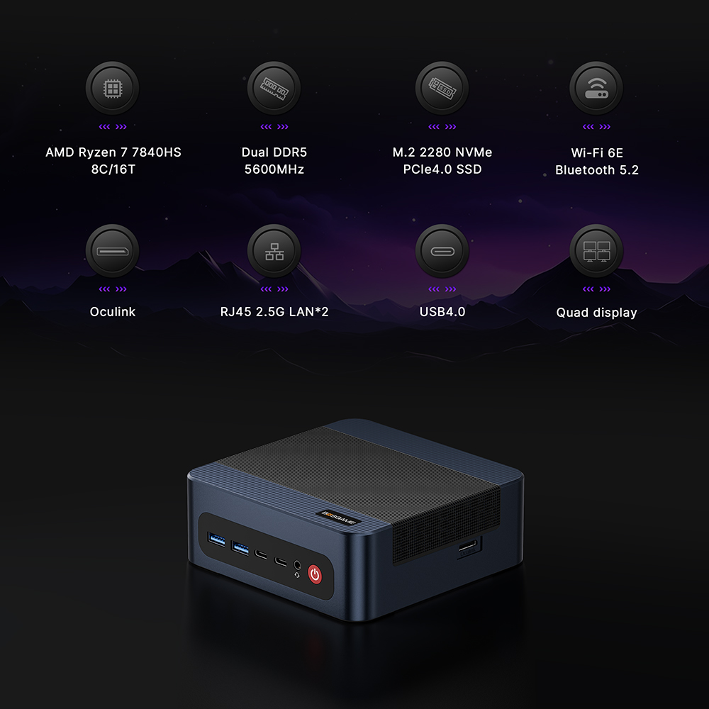 كمبيوتر مصغر BOSGAME M4 Neo مع - مراجعة Amd Ryzen 7 7840Hs Mini Pc وسعره