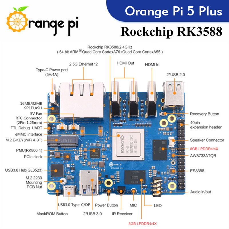 Orange Pi 5 Plus لوحة كمبيوتر  - مراجعة Rockchip Rk3588 Development Board وسعره