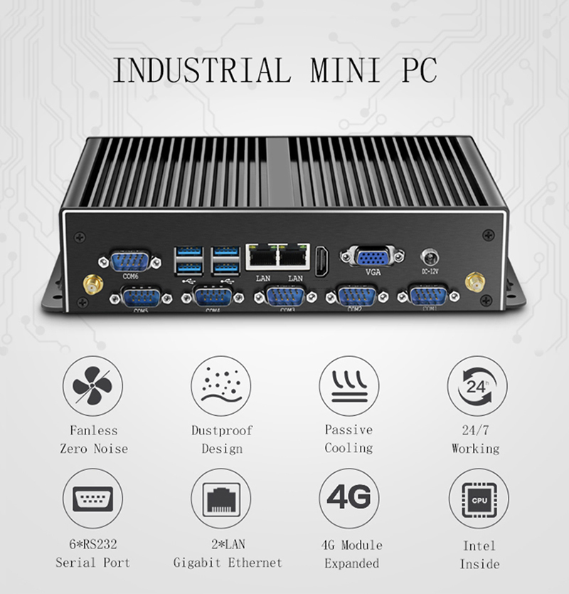 كمبيوتر صناعي صغير بدون مروحة  - مراجعة Fanless Industrial Pc Rs485 Core I7 وسعره